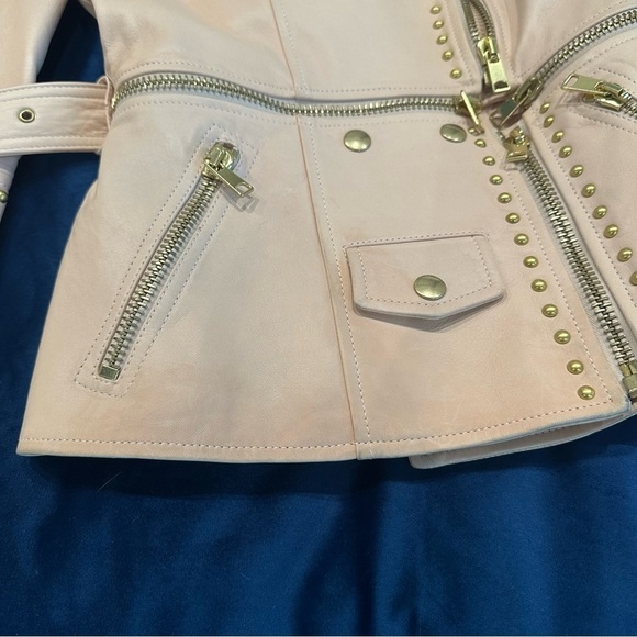 Alexander McQueen Belted Blush Leather Stud Zipper Jacket 40/S - Picture 14 of 14
